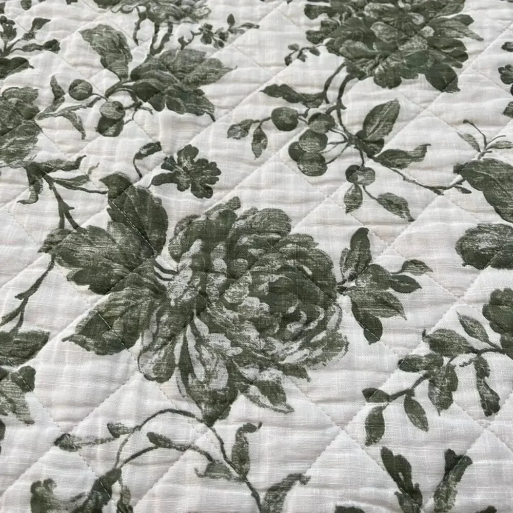 The Farmhouse Rachel Ashwell Sage Floral Full Queen Quilt Shabby Chic Cotton